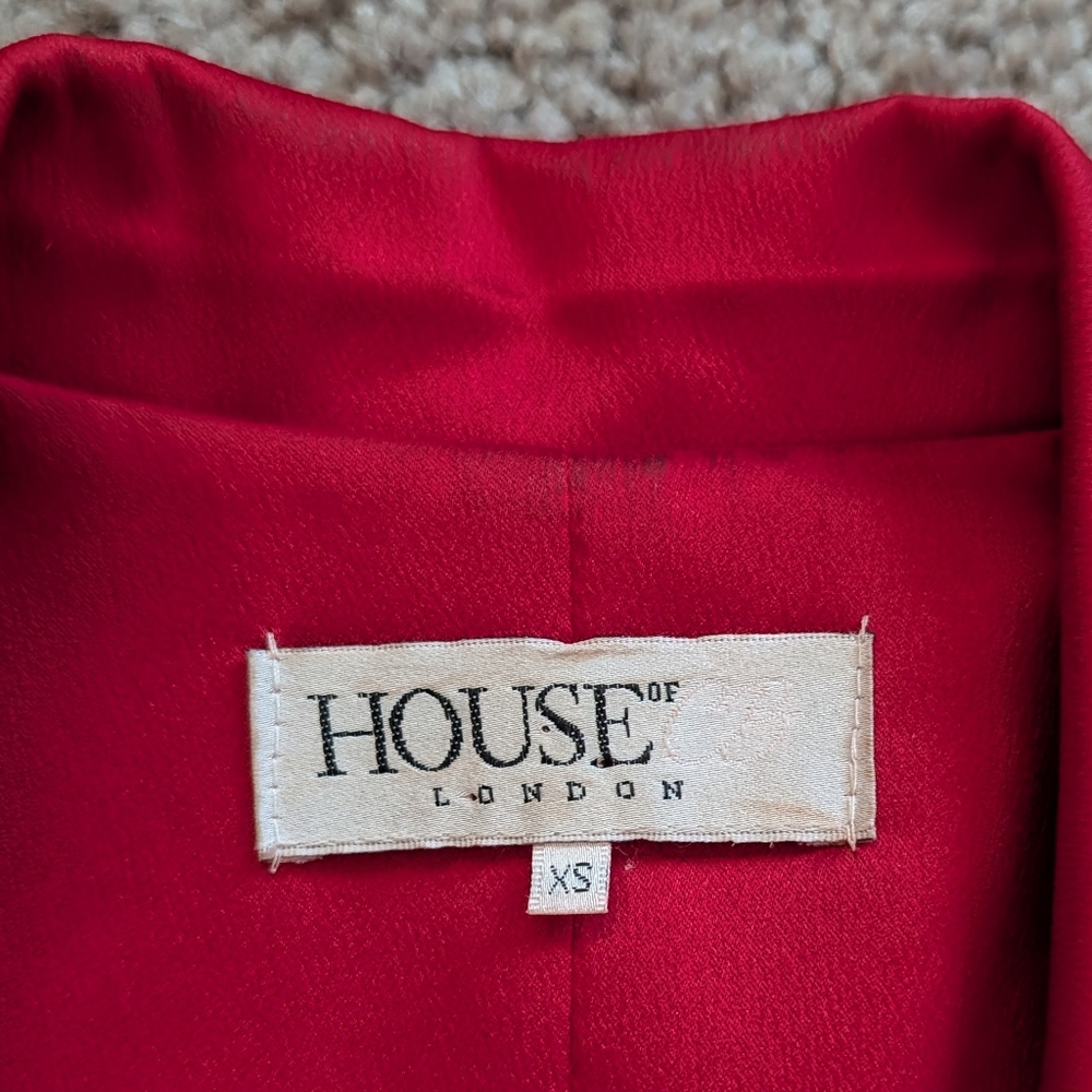 House of CB Red Simoneta Satin Tailored Jacket Mini Dress Size XS - Picture 6 of 16
